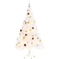 Syfax Arbre de Noël artificiel pré-éclairé avec boules blanc 150 cm