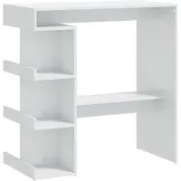 Syfax Table de bar étagère de rangement Blanc brillant 100x50x101,5cm