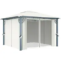 Syfax Tonnelle avec rideau 300x300 cm Crème Aluminium