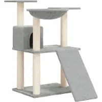 Syfax Arbre à chat avec griffoirs en sisal Gris clair 83 cm