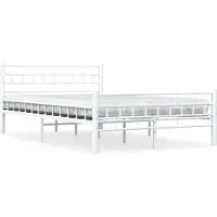 Syfax Cadre de lit sans matelas blanc métal 140x200 cm