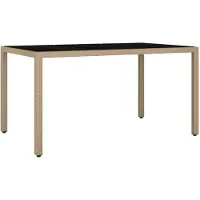 Syfax Table de jardin plateau en verre Résine tressée verre trempé