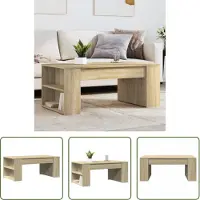 The Living Store Table basse Chêne Sonoma 102x55x42 cm Matériau dérivé du bois