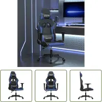 The Living Store Chaise de jeu avec fonction de massage Noir et bleu Similicuir