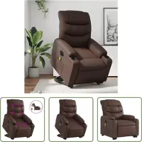 The Living Store Fauteuil de massage avec releveur électrique Marron Similicuir