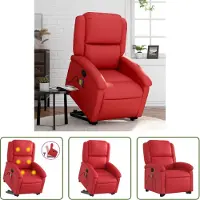 The Living Store Fauteuil de massage avec releveur Rouge Similicuir