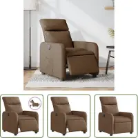 The Living Store Fauteuil relax électrique Marron Tissu