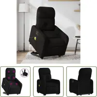 The Living Store Fauteuil de massage avec releveur Noir Tissu