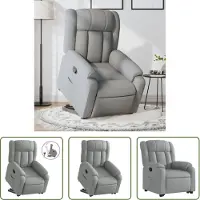 The Living Store Fauteuil relax avec releveur Gris clair Tissu