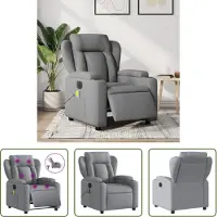 The Living Store Fauteuil de massage électrique Gris clair Tissu
