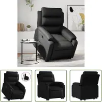 The Living Store Fauteuil relax avec releveur Noir Similicuir