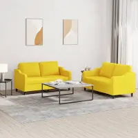 Prolenta Maison Exclusive - Ensemble de canapé 2 pièces avec coussins, tissu jaune clair