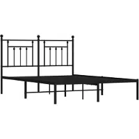 Syfax Cadre de lit métal sans matelas avec tête de lit noir 140x190cm