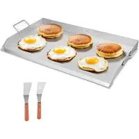 Vevor Poêle à griller, Poêle à griller en acier inoxydable, Poêle rectangulaire universelle (910 x 525 mm) pour gril Teppanyaki, Cuisinière domestique portable avec poignée