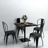 Prolenta Maison Exclusive - Table de bistrot en MDF et acier, carrée, 80 × 80 × 75 cm, frêne foncé