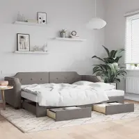Prolenta Maison Exclusive - Canapé-lit convertible avec tiroirs, taupe, 100 x 200 cm, tissu