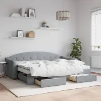 Prolenta Maison Exclusive - Canapé-lit convertible avec tiroirs, gris clair, 80 x 200 cm, tissu