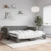 Prolenta Maison Exclusive - Canapé-lit convertible gris foncé 100 x 200 cm en tissu