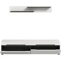 Ebuy24 Canu meuble tV 2 portes battantes blanc, gris foncé.