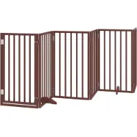 vidaXL Barrière pour chiens avec porte Pliable 6 panneaux Marron 300 cm Bois de peuplier