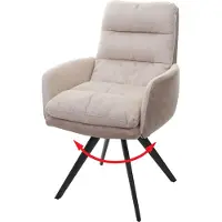 Mendler Chaise de salle à manger HWC-G66 pivotante Auto-Position tissu/textile crème, avec accoudoirs