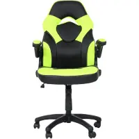 Mendler Chaise de bureau HWC-K13, chaise pivotante Gaming, ergonomique, accoudoirs réglables, similicuir noir-vert