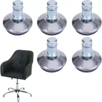 Mendler Lot de 5 patins de sol HWC-K74 au lieu de roulettes - pied fixe pour chaise de bureau/de salle à manger, patins, Ø 11mm argenté