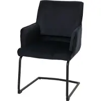 Mendler Chaise cantilever HWC-N60, chaise de salle à manger Chaise de cuisine, tissu/textile Öko-Tex MVG anthracite-bleu