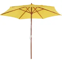 Mendler Parasol Florida, Parasol De Jardin Parasol De Marché, Ø 3m Polyester/Bois Jaune