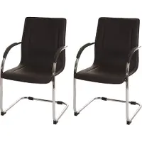 Mendler 2x Chaise de salle à manger Samara, chaise cantilever, chaise de cuisine avec dossier, PVC acier; brun
