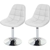 Mendler 2x chaise de salle à manger Cascina, fauteuil pitovante, chrome similicuir blanc