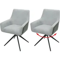 Mendler Lot de 2 chaises de salle à manger HWC-L91, chaise de cuisine accoudoir pivotant Auto-Position tissu/textile gris clair similicuir gris foncé