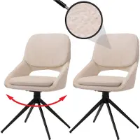 Mendler Ensemble de deux chaises de salle à manger HWC-N73, chaises de cuisine, pivotantes avec système de retour automatique, revêtues en tissu chenille (490g/m²), couleur crème-beige