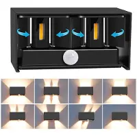 Zree applique murale d'extérieur 20W avec détecteur de mouvement, IP65,3000K blanc chaud Applique LED d'extérieur/intérieur aluminium, faisceau lumineux réglable Lampe d'extérieur noire