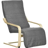 HOMCOM Fauteuil relax chaise de salon avec Repose-Pied réglable déhoussable Confort et Relaxation 94 x 66,5 x 100 cm Bois Massif Gris
