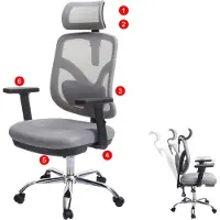 Sihoo chaise de bureau chaise de bureau, ergonomique, soutien lombaire réglable et accoudoir gris