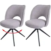 Mendler Lot de 2 chaises de salle à manger HWC-N72, chaise de cuisine rembourrée, pivotante Auto-Return, tissu/textile (420g/m²) Oeko-Tex gris clair