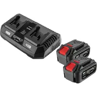 Graphite Kit Energie+ : 2x batterie 4ah avec chargeur dual. Kit E+ : 58G004 x 2 (batterie Energy+ 18V, Li-Ion 4.0Ah) , 58G085 (chargeur Energy+, 2 x 3A)