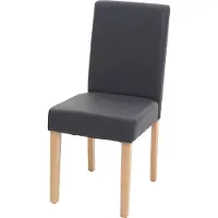 Mendler Chaise de salle à manger Littau, chaise de cuisine, similicuir gris mat, pieds clairs