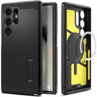 Spigen Tough Armor MagFit Coque pour Samsung Galaxy S24 Ultra Compatible avec Accessoires MagSafe - Noir