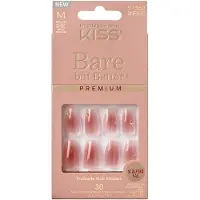 KiSS Bare But Better Press-On Nails Colle ongles incluse Shine Rose fonc Taille moyenne Forme cercueil Comprend 30 ongles 2G Colle 1 bton