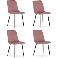 Leobert Chaise LAVA - velours rose / pieds noirs x 4