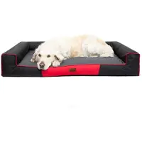 HOBBYDOG Lit pour animaux Victoria, noir avec gris, 100x66x17 cm (XL), lavable, pour chiens & chats, robuste, résistant aux griffes & aux morsures, résistant à l'humidité
