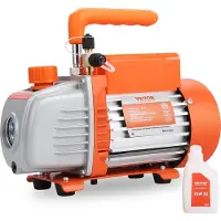 Vevor Pompe à vide 150W Pompe à vide 1 étage Pompe de climatisation 100L/min Débit 1440U/min Vitesse 0,64/1,27cm SAE Entrée Appareils à vide 5Pa Moteur en cuivre pur HVAC/auto Charge de réfrigérant