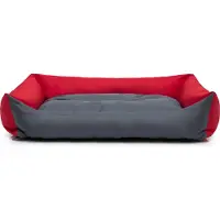 HOBBYDOG Coussin pour chien Lit de sommeil Coussin pour chien Pontes - Eco - 82 x 60 x 16 cm [Taille : XL] - Rouge avec Gris