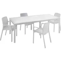 Dmora Cortanze - Ensemble Table et Chaises, Blanc, 10 Places, Fabriqué en Italie
