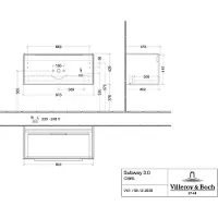 Villeroy & Boch Subway 3.0 Meuble sous-lavabo, éclairage LED, 1 tiroir, 973x429x478mm, C569L1VM