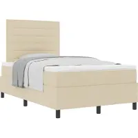 Syfax Lit à ressorts avec matelas Crème 120 x 190 cm tissu