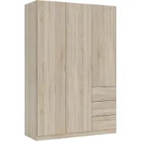 Dmora Ade - Armoire 3 Portes, 135x52 cm Chêne Marron, 3 Étagères