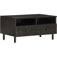 vidaXL Table basse noire 80x54x40 cm en bois massif de manguier